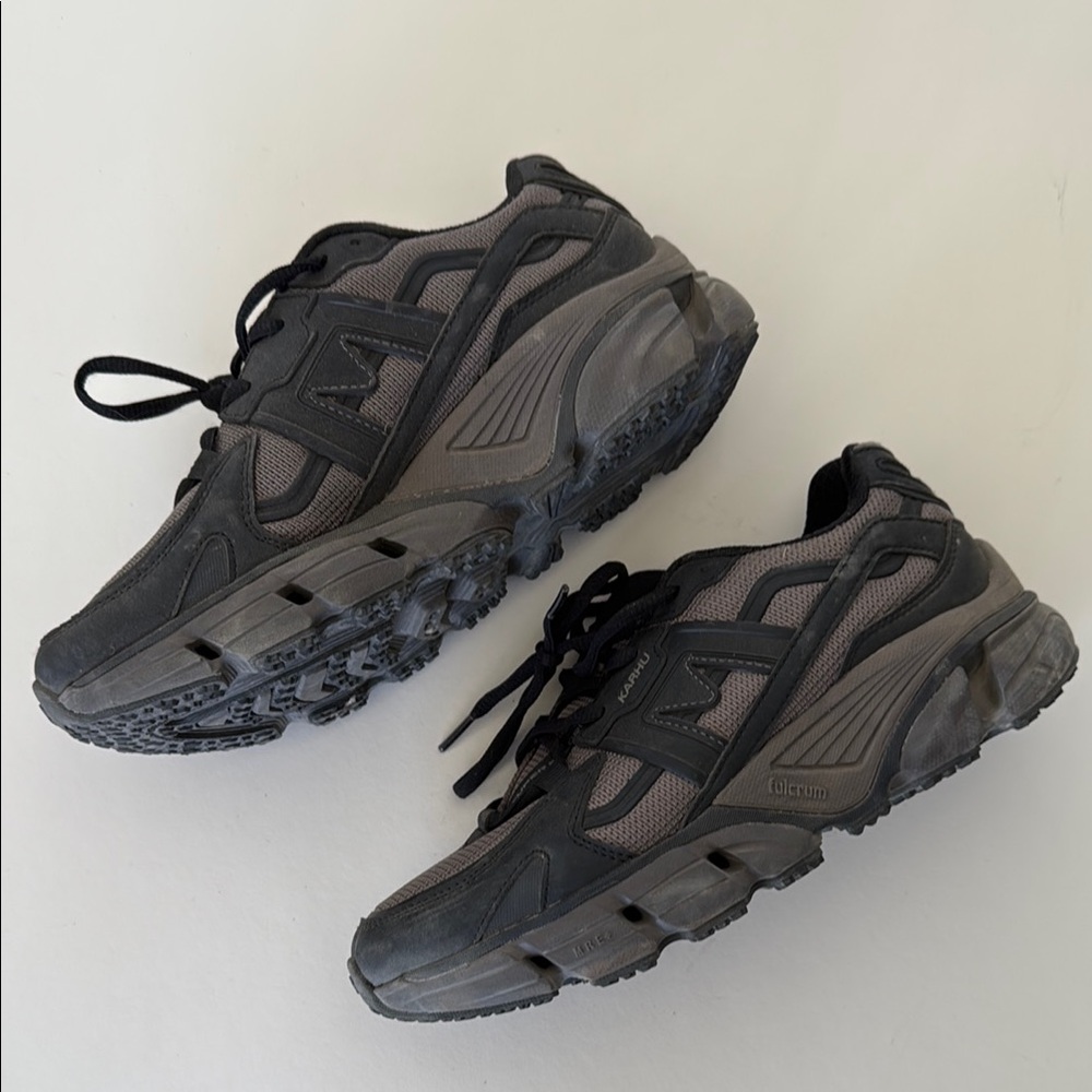 Black and Gray Rugged Sneakers with Durable Sole
